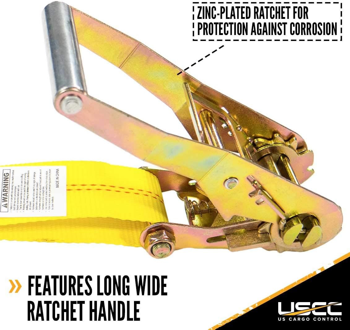 2 Inch x 30 Foot Ratchet Straps with Chain Extension 4 Pack X741