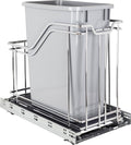 Metal Single Trashcan Polished Chrome with Grey D854