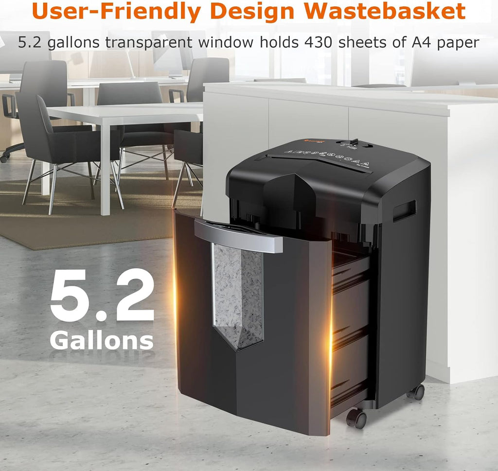 12-Sheet Micro Cut Paper Shredder with 5.2 Gallons Pullout Basket F233299