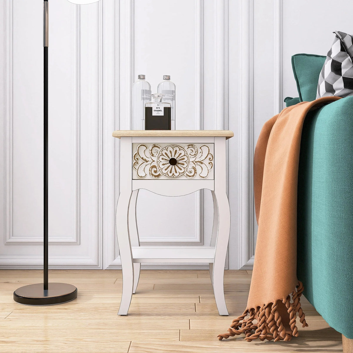 White Wood Accent Storage Cabinet I266486