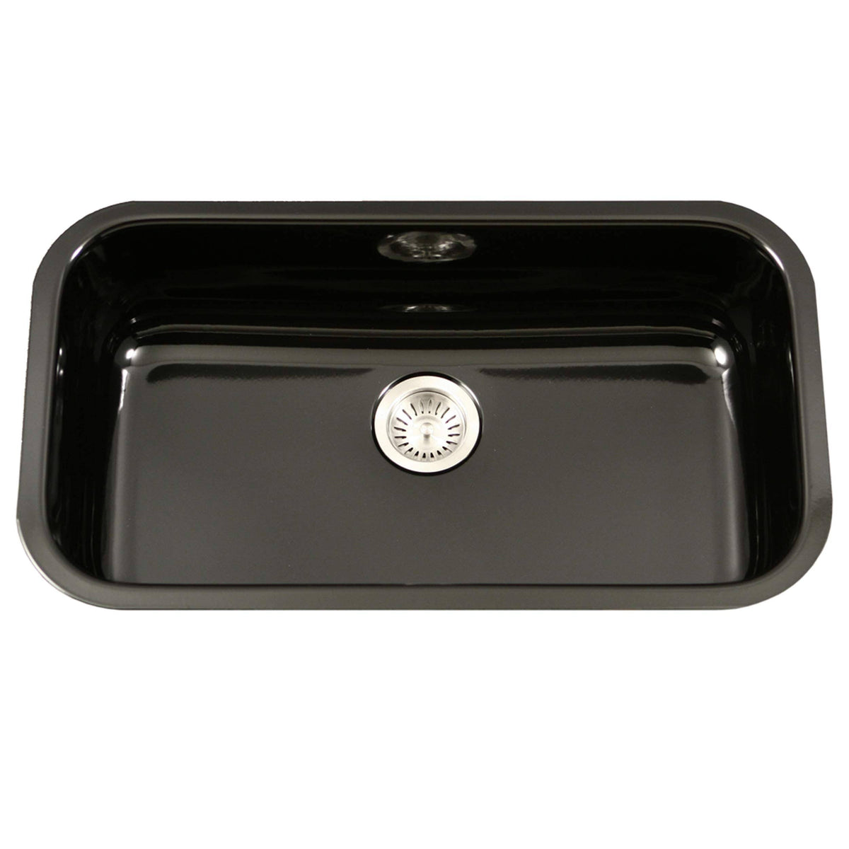 Black Porcelain Enamel Steel Undermount Single Bowl Kitchen Sink R131621