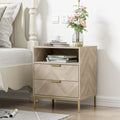 Oak 2 Drawer Wood Nightstand with Open Shelf A89595