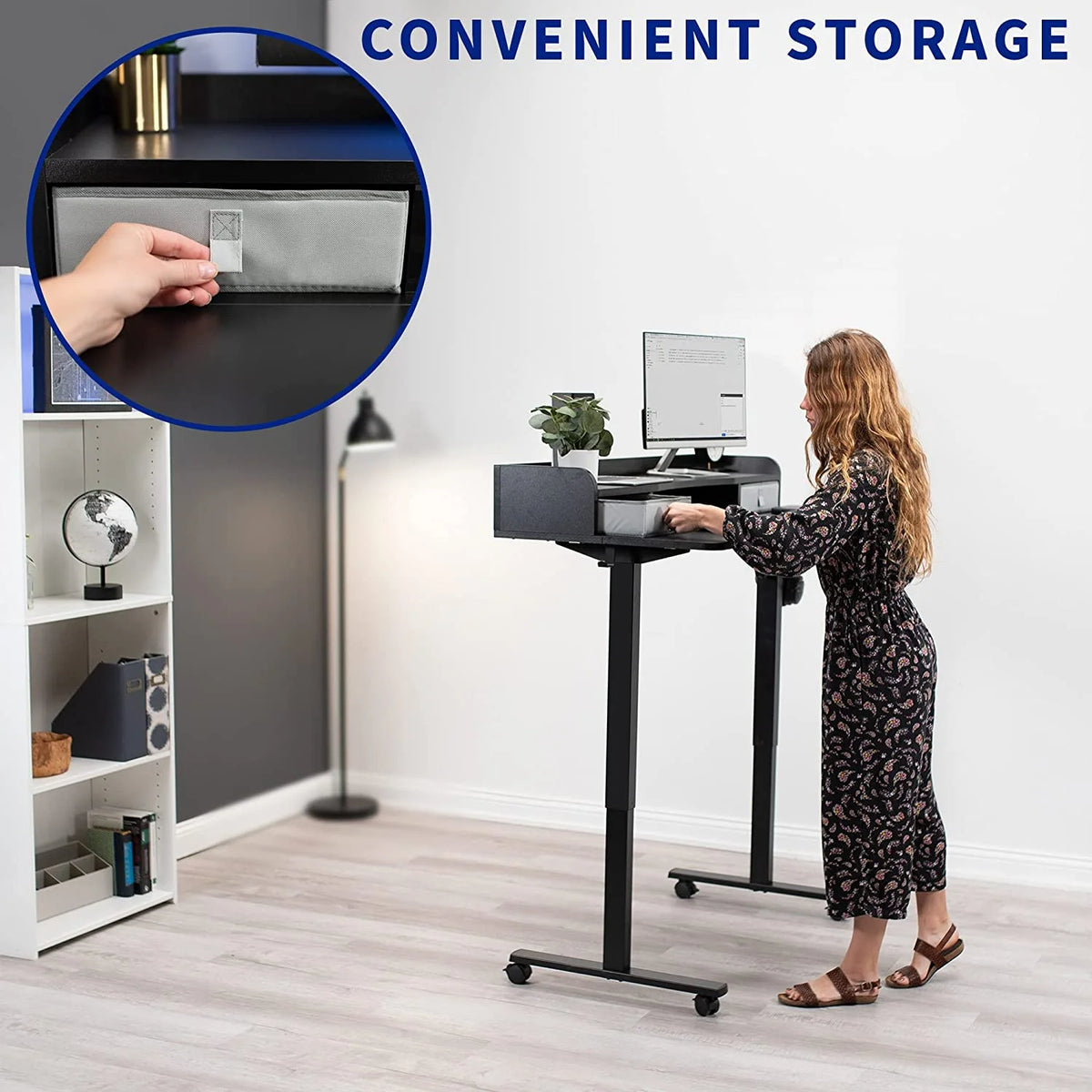 Height Adjustable Standing Desk with Storage Drawers H745481