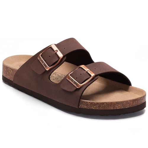 Cork Footbed Slip On Slide Sandals with Adjustable Buckle B31384