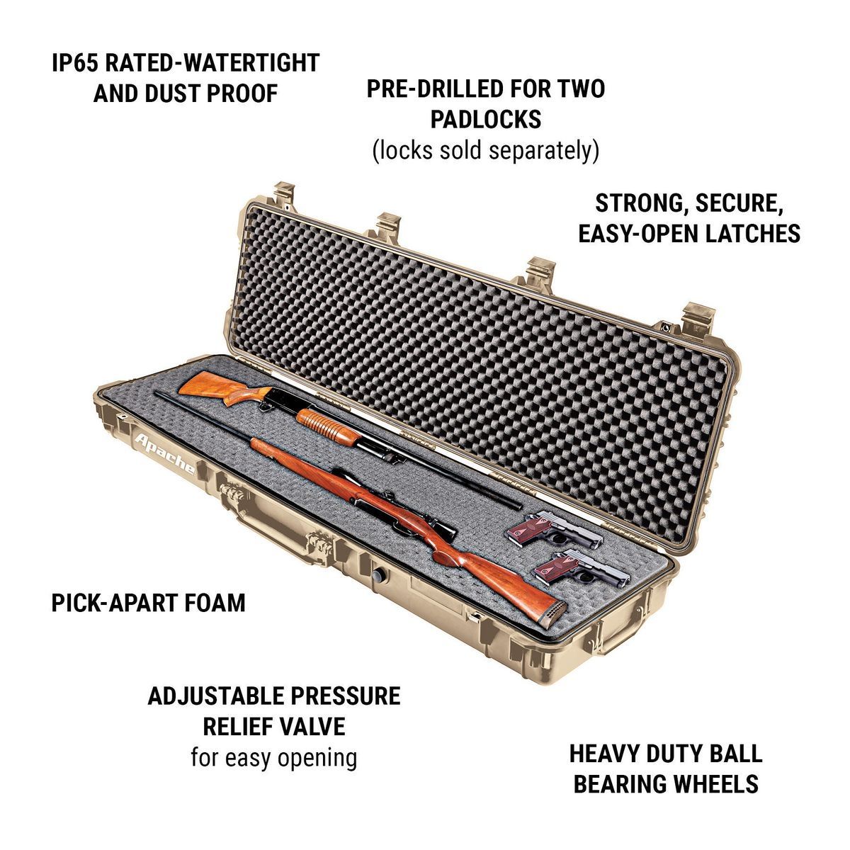 9800 Weatherproof Protective Rifle Case, Long, Tan R9281