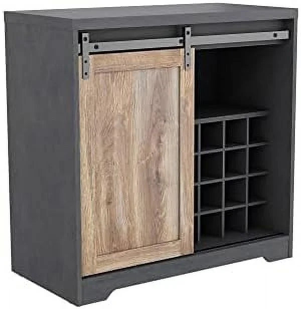 Farmhouse Kitchen Hutch Cabinet with Double Barn Door and Shelves D30545