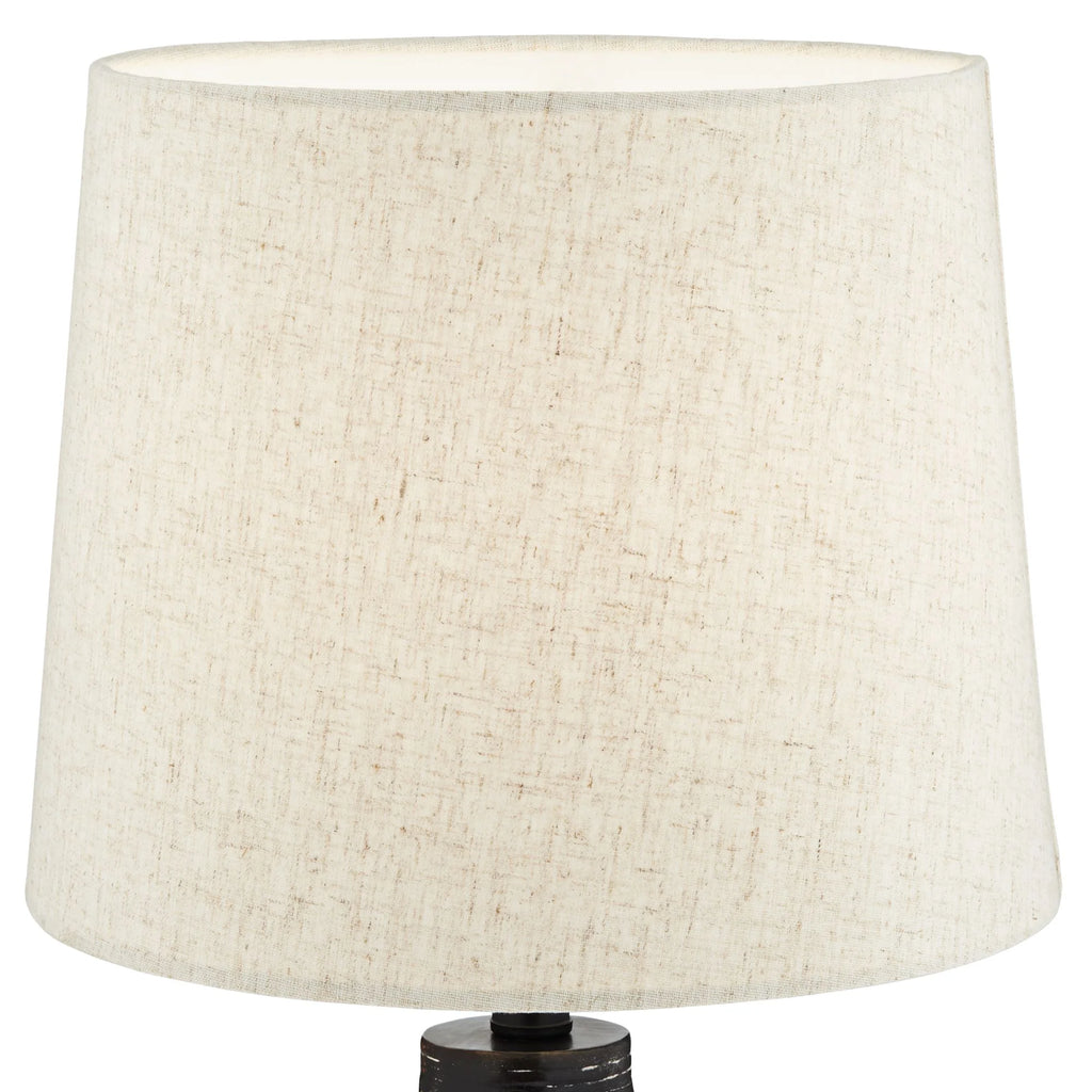 24" High Mid Century Modern Table Lamps Set of 2 Black Finish Oatmeal Shade J844