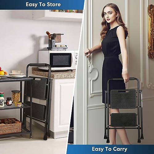 Black 3 Step Folding Steel Ladder B23969