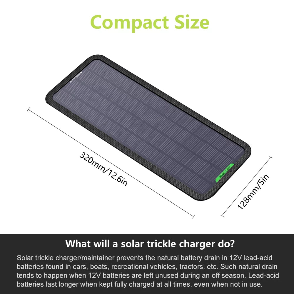 5W 12V 18V Solar Battery Maintainer Portable Solar Panel Kit R4094