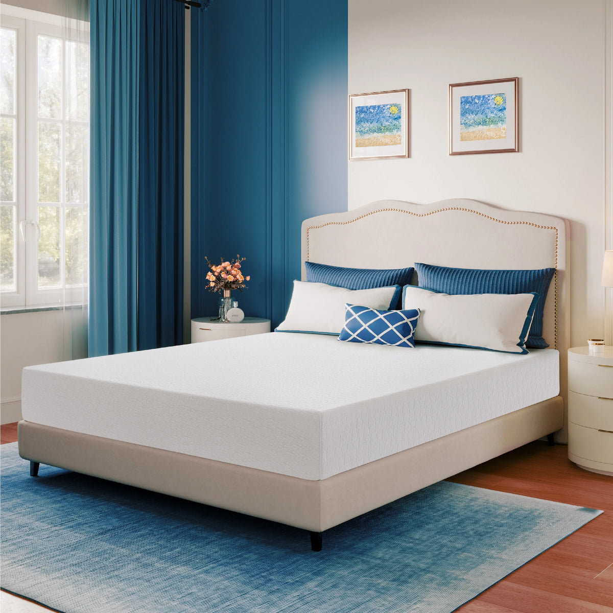 Blue 8 inch Twin Cooling Gel Memory Foam Mattress D48540
