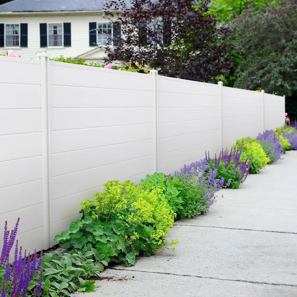 48''x47.2'' 2 Panels Vinyl Privacy Screen with 3 Metal Stakes F810