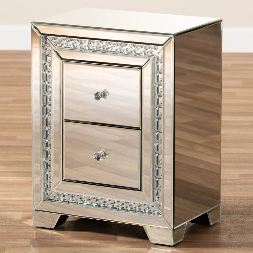 Mirrored 2-Drawer End Table O5607