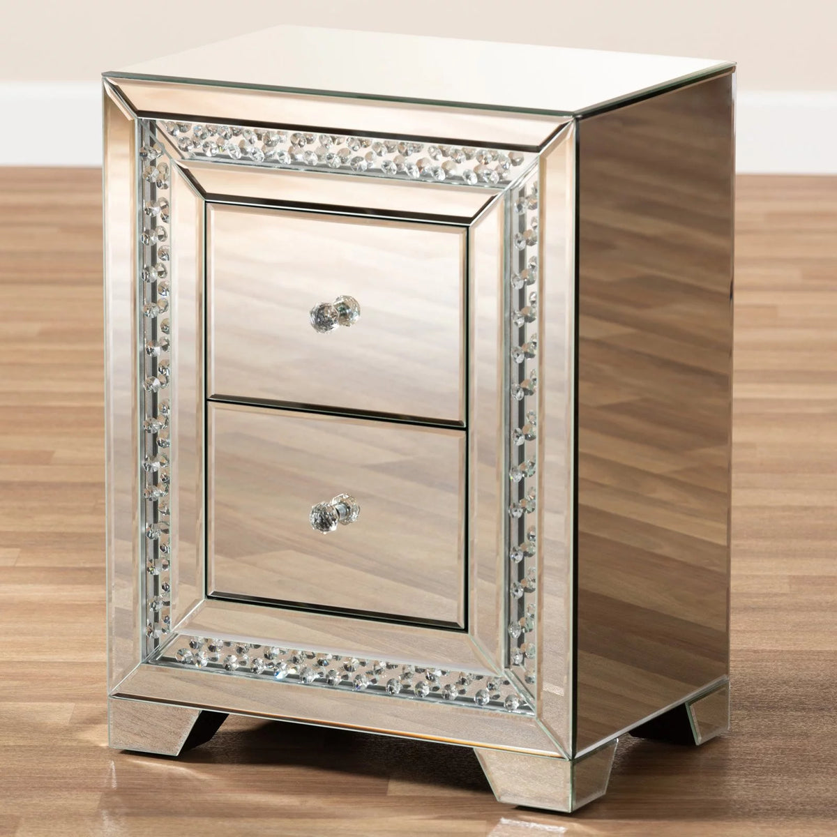 Mirrored 2-Drawer End Table O5607