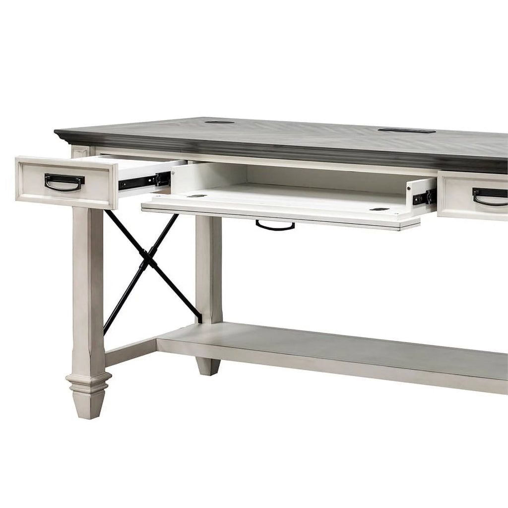 White Wood Height Adjustable Sit/Stand Desk D39175