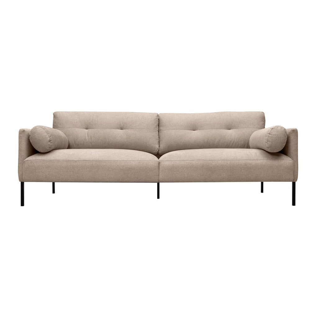 84" Beige Fabric Sofa with Black Metal Legs X4368