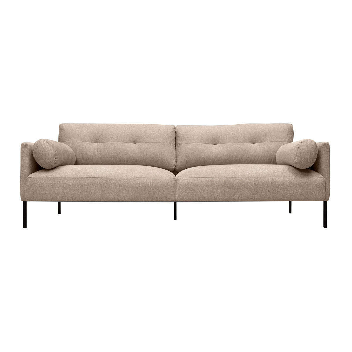 84" Beige Fabric Sofa with Black Metal Legs X4368