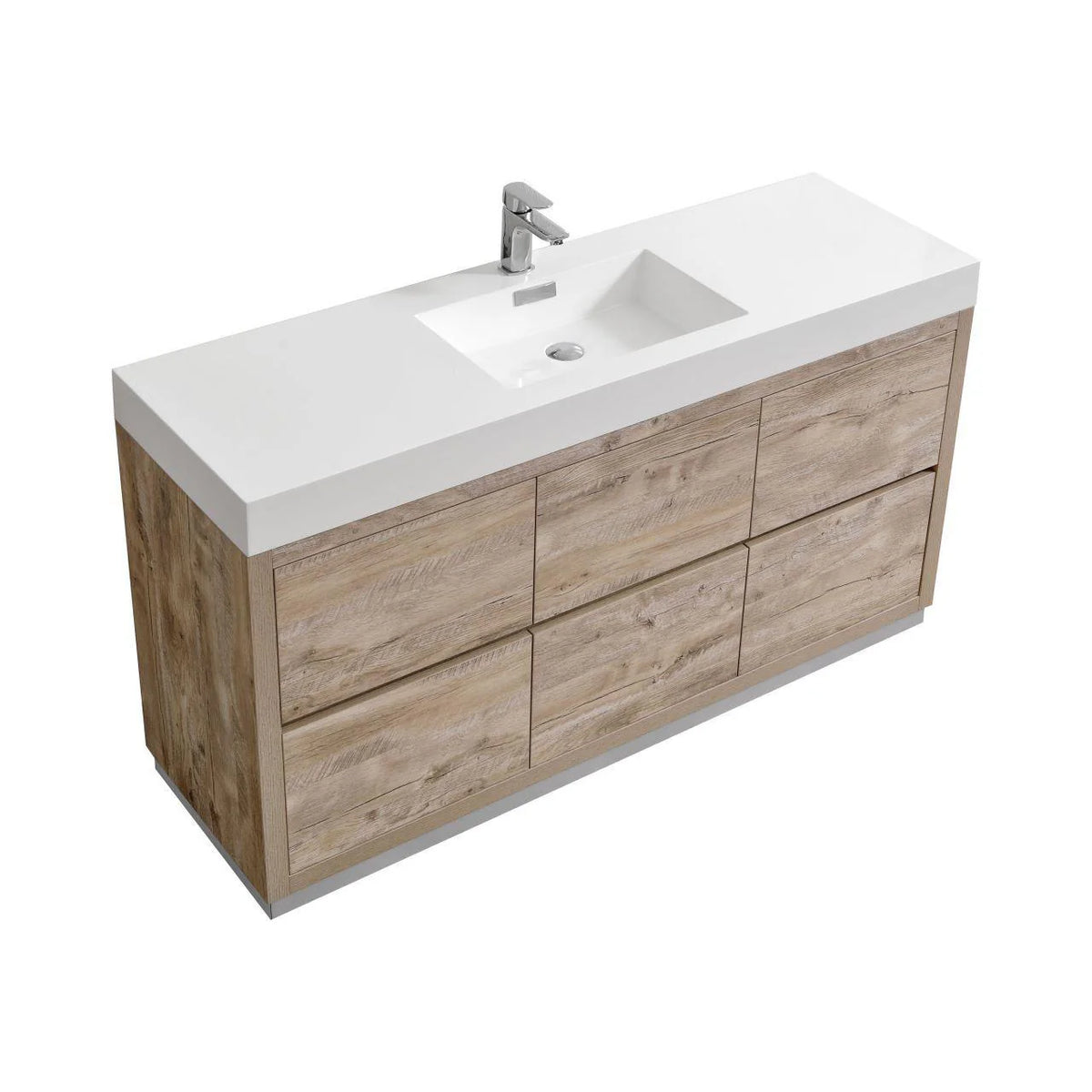 60 in. Single Sink Free Standing Nature Wood Bathroom Vanity T5742