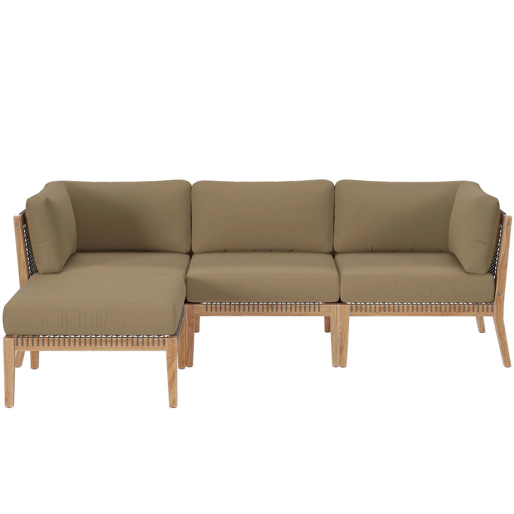 Teak Wood 4-Piece Sectional Sofa W533871