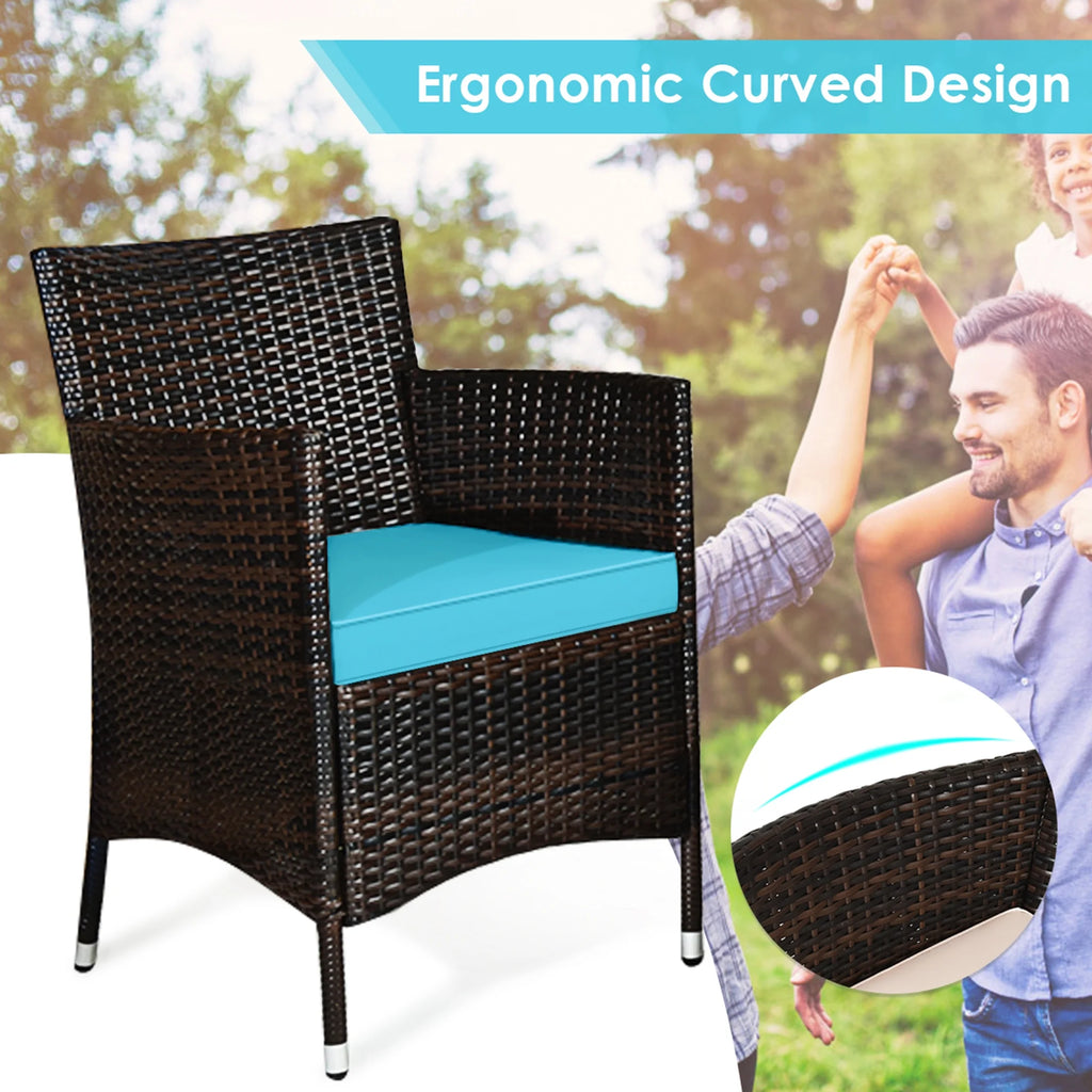 8 Pcs Patio Rattan Furniture Set with Cushioned Chair Loveseat Table C675430