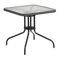 28-inch Square Tempered Glass Metal Table with Rattan Edging I5053