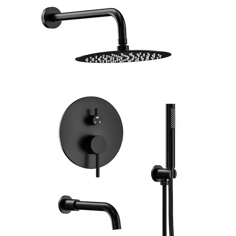 10 in. Wall Mount Shower Head and Tub Faucet 2.5 GPM Matte Black Z313147