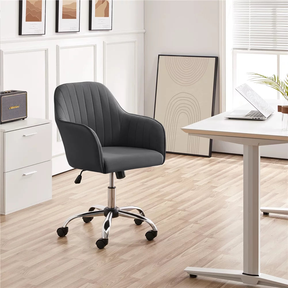 Pink Velvet Mid-Back Task Chair with Armrests L1726