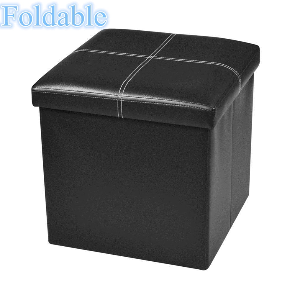 Black Folding Storage Ottoman Y440