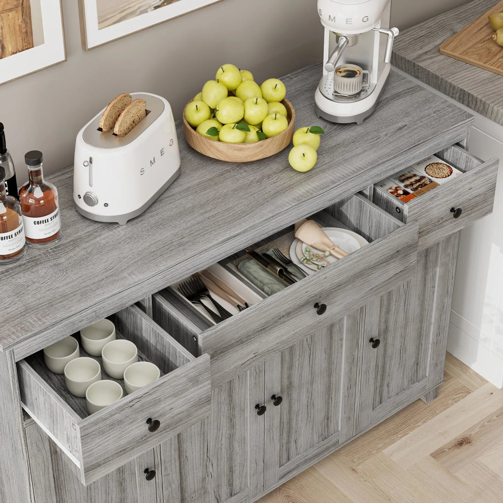 White 3 Drawer Buffet Sideboard Cabinet Q607457