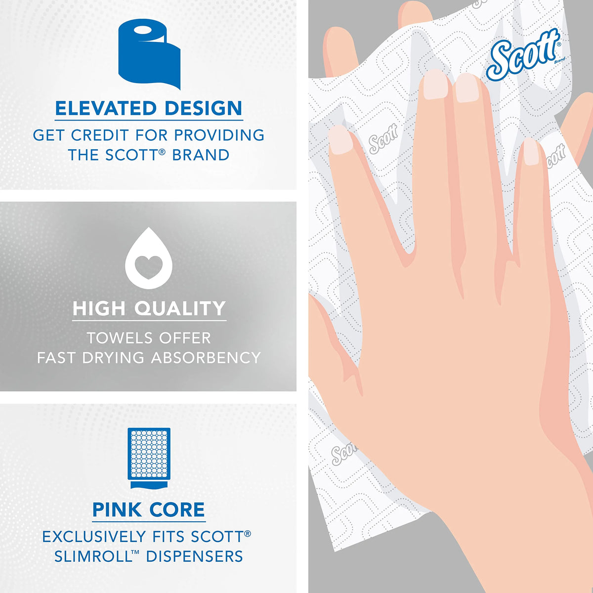White Hard Roll Towels, 6 Rolls/Case J50395