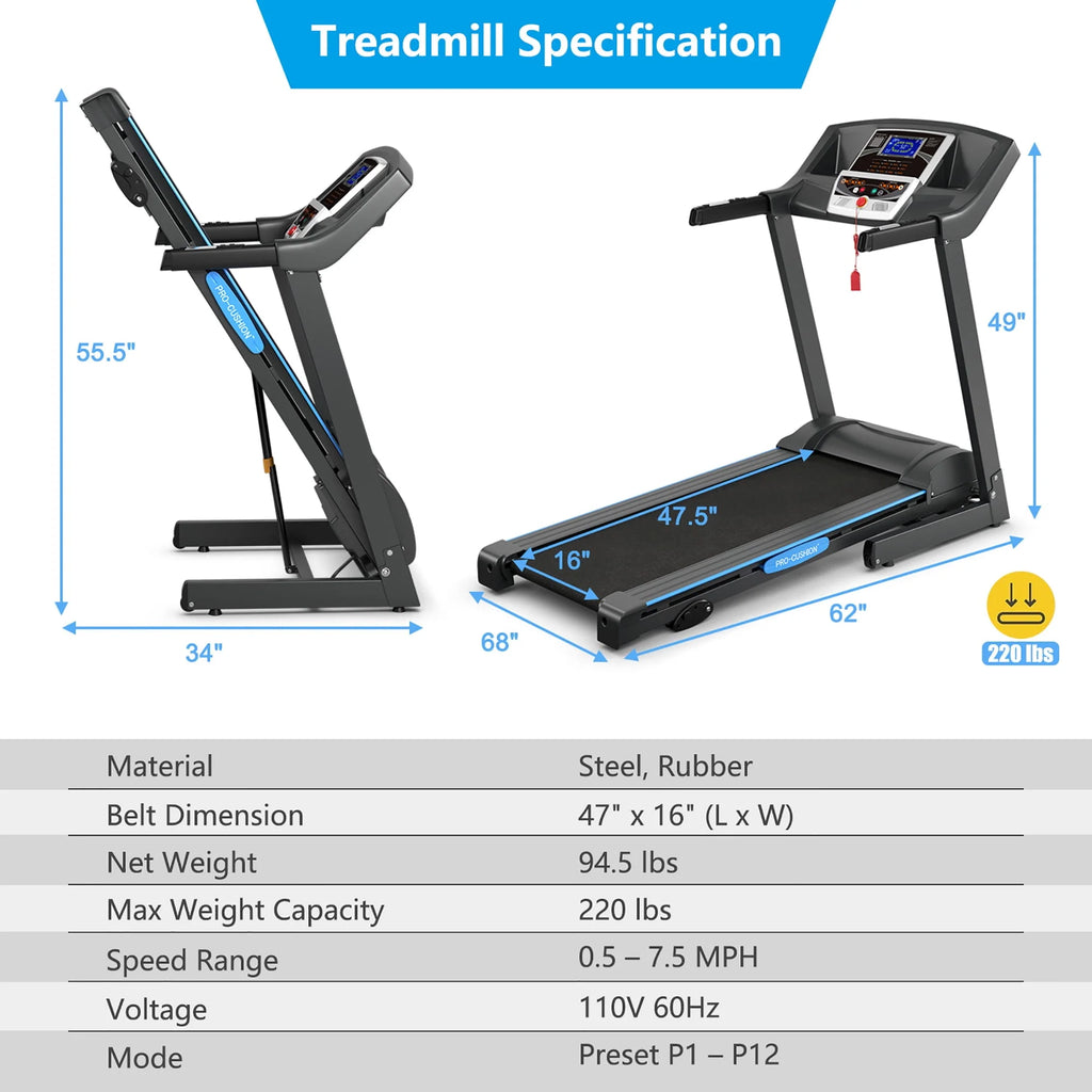 2.25HP Foldable Electric Treadmill F122517