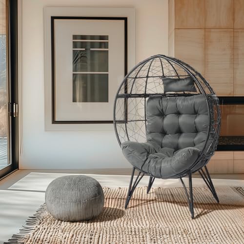 Oversized Wicker Egg Chair with Cushions L6684