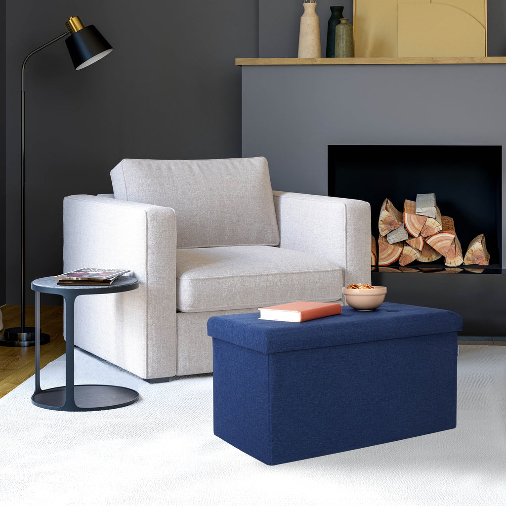 Cushioned Fabric Storage Ottoman Bench Z926481