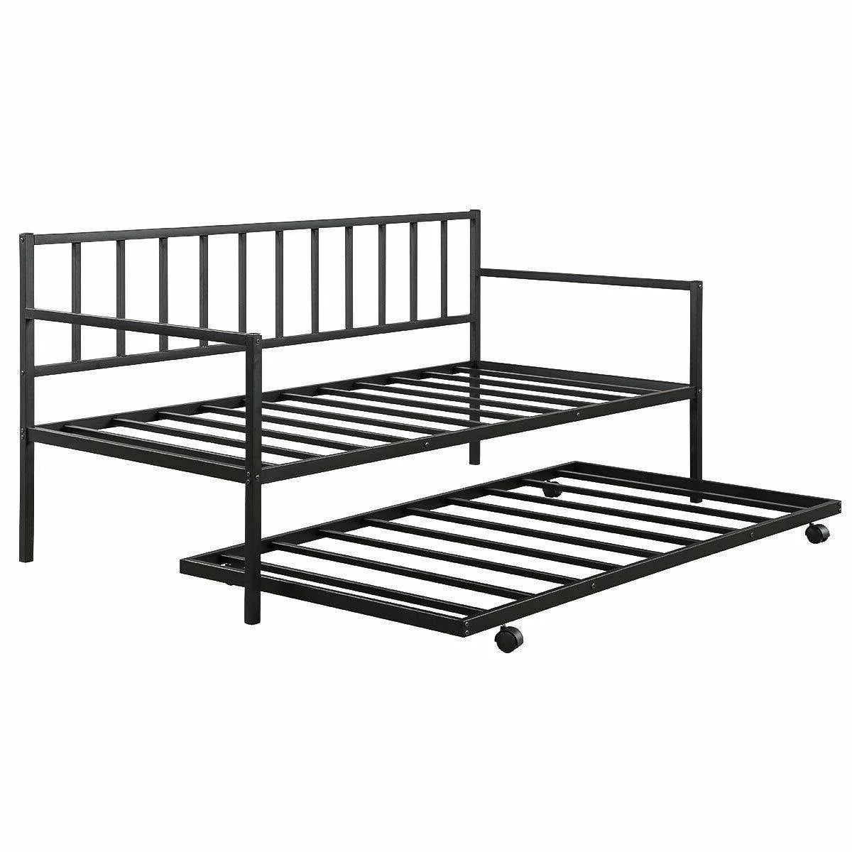 Black Twin Size Metal Daybed with Trundle L35840