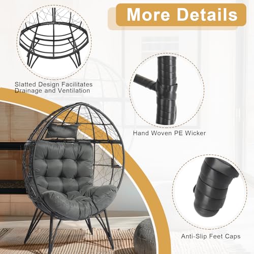 Oversized Wicker Egg Chair with Cushions L6684