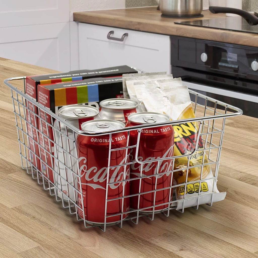 Metal Wire Storage Baskets 4-Pack Silver Q67204