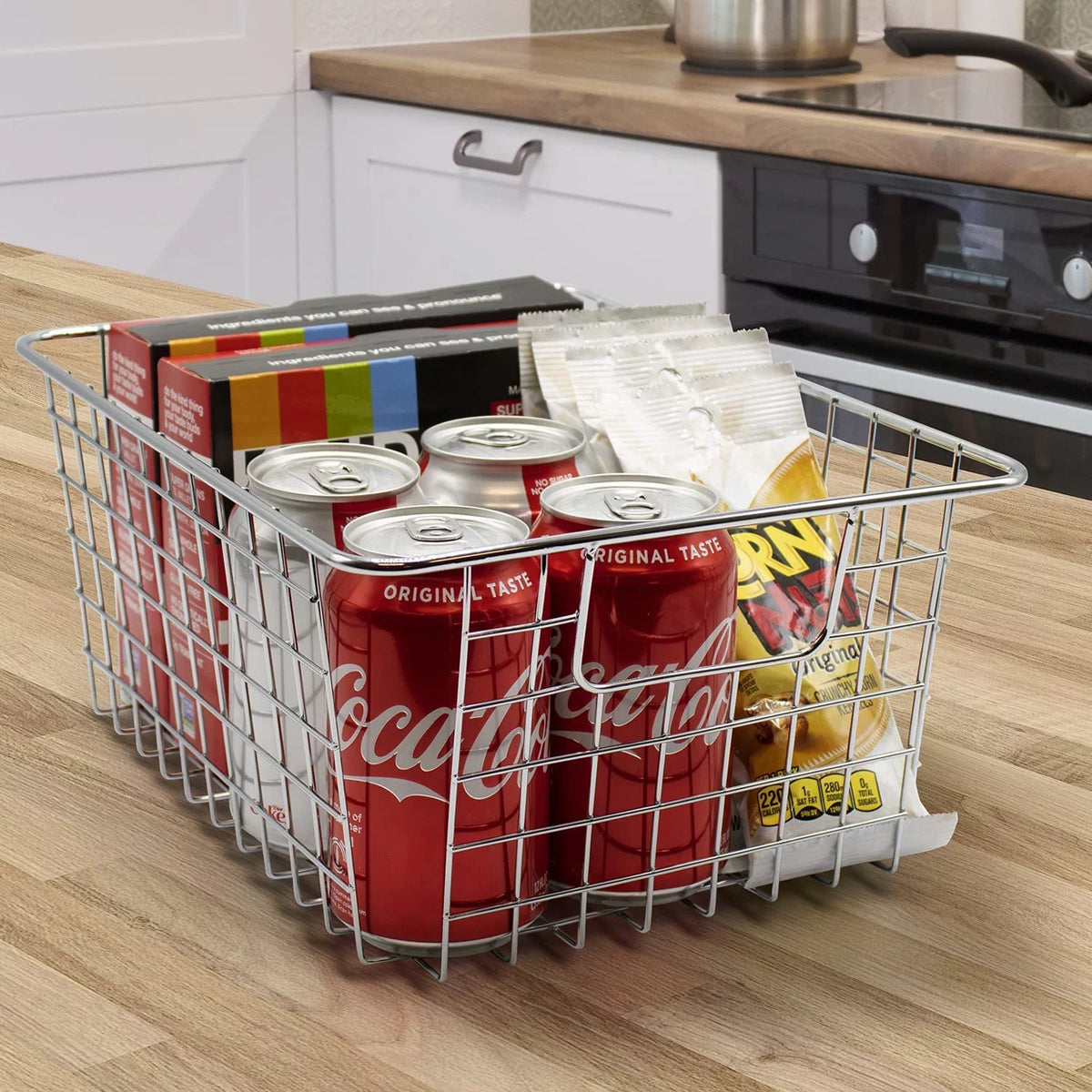 Metal Wire Storage Baskets 4-Pack Silver Q67204