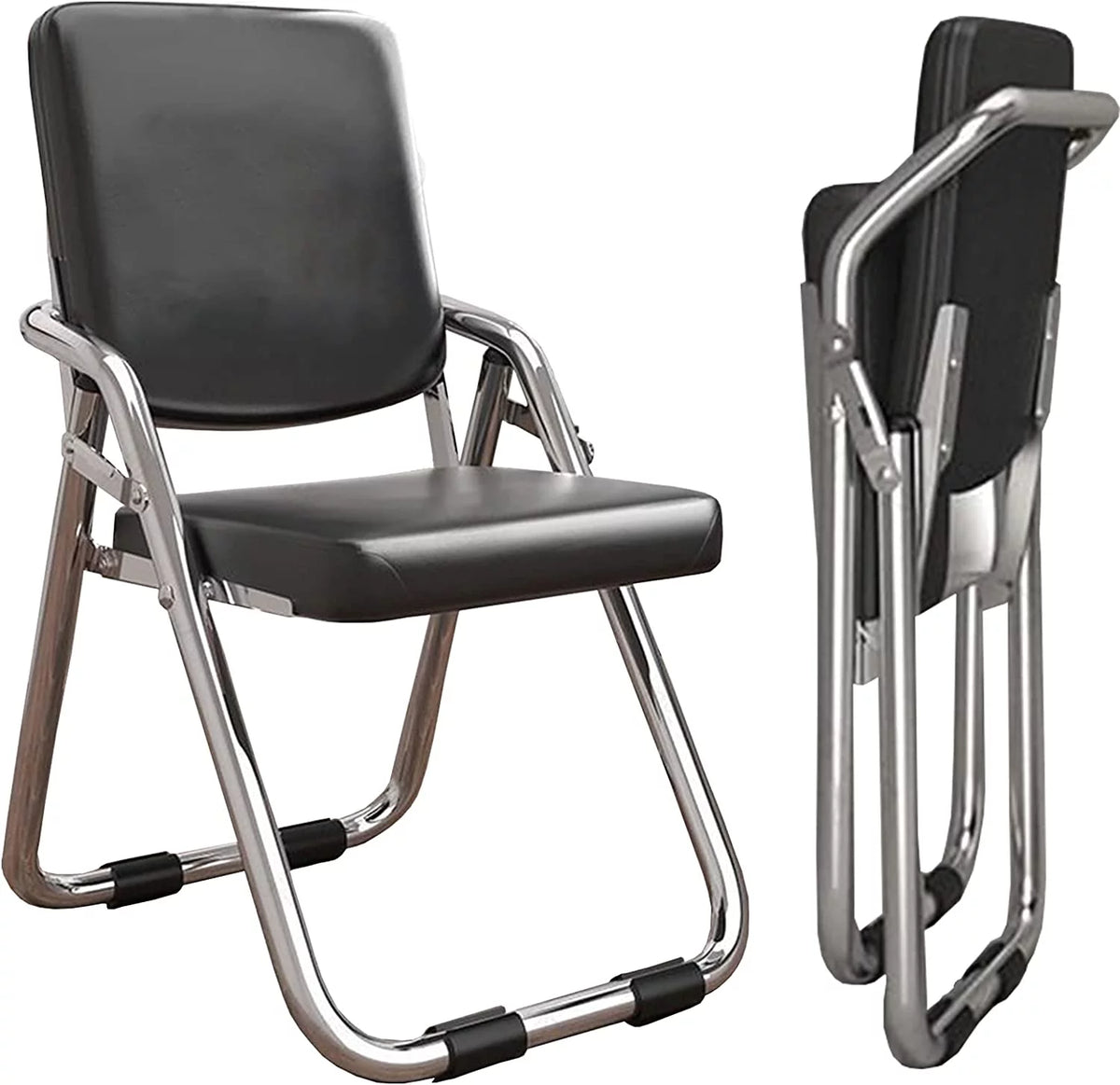 Folding Ergonomic Padded Office Chair Steel Frame Black K32936