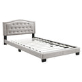 Button Tufted Queen Burlap Bed with Curved Headboard Light Brown H7901