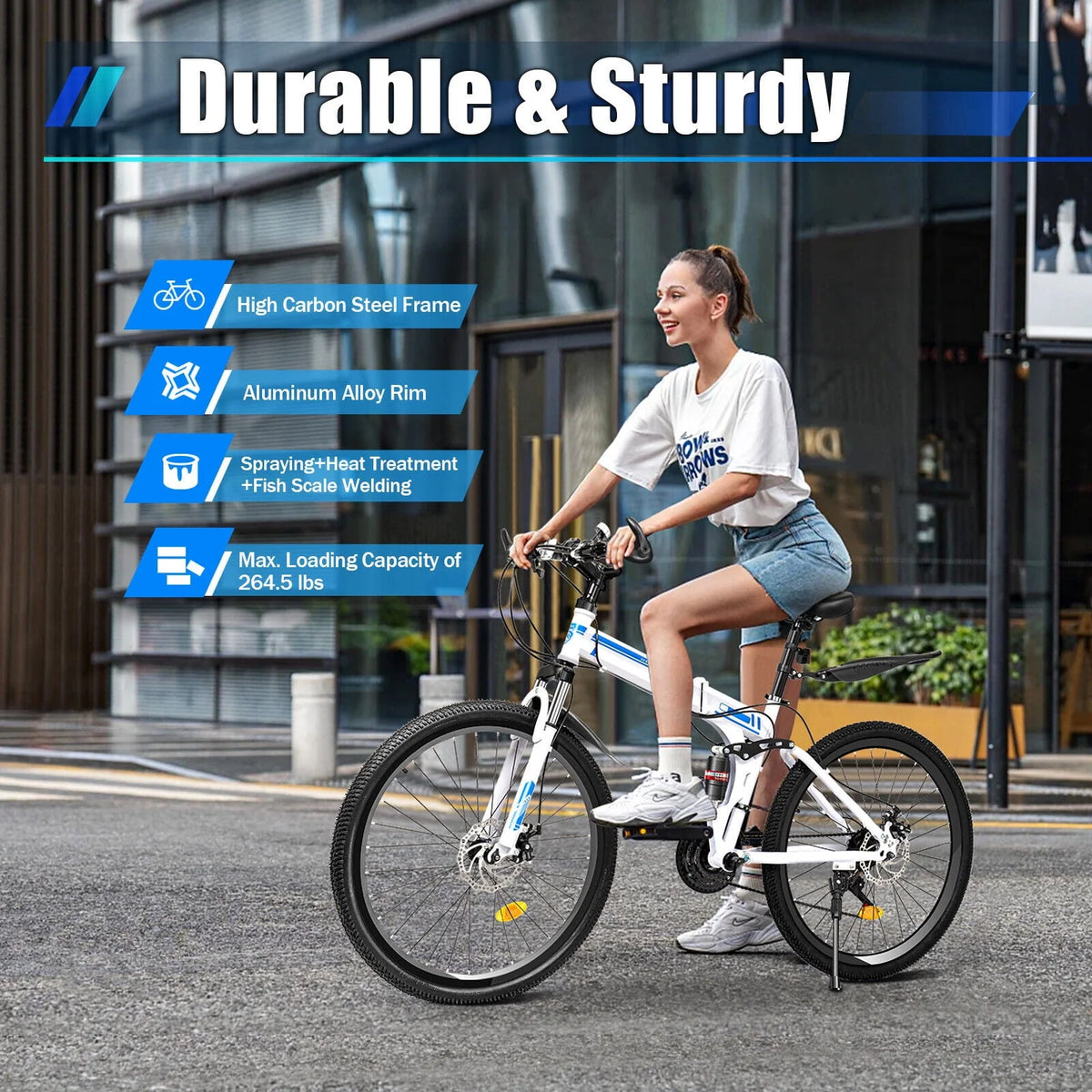 26 Mountain Bike 21-Speed Folding Dual Disc Brake Bicycle C12787