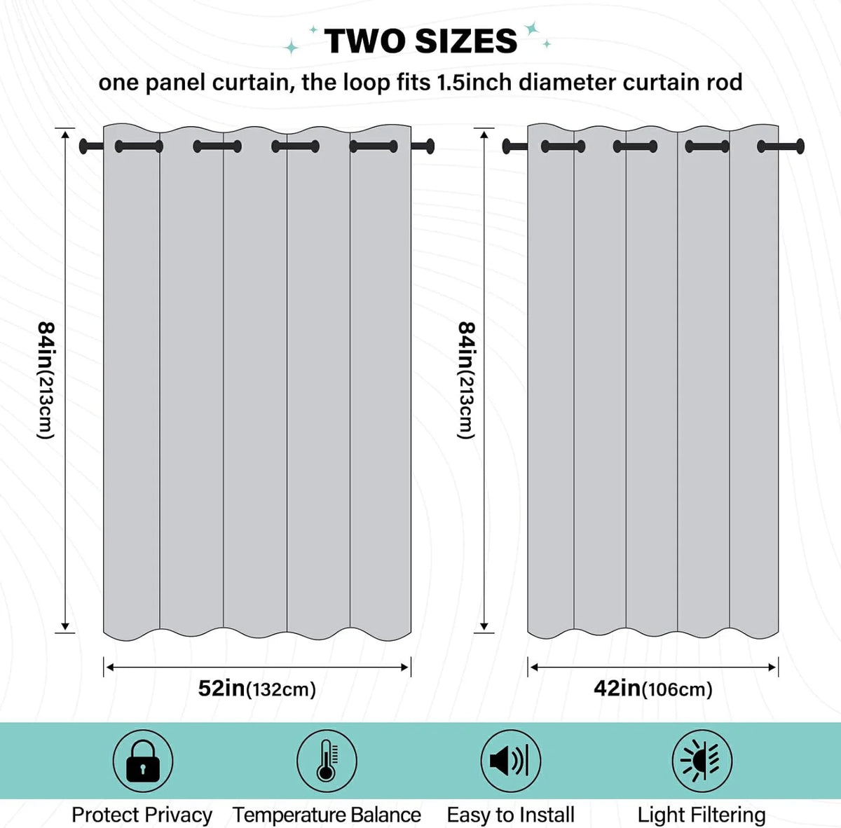 Blackout Grommet Curtains 84" Single Panel M703