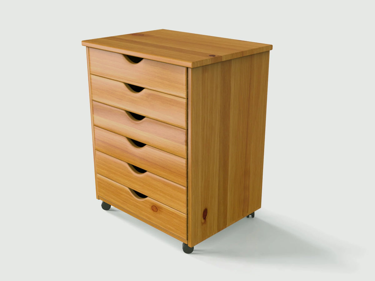 Solid Wood 6 Drawer Roll Cart B819