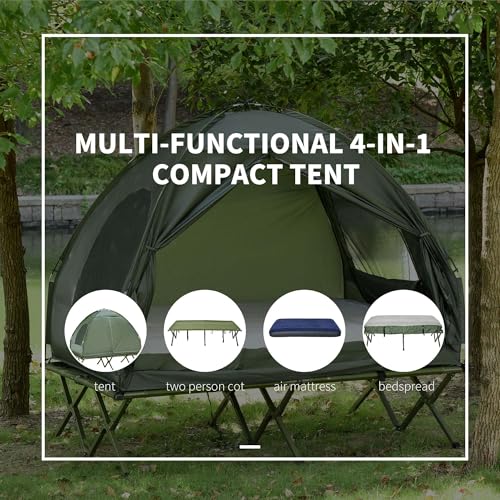 Folding Camping Cot with Air Mattress, Sleeping Bag & Foot Pump T469307