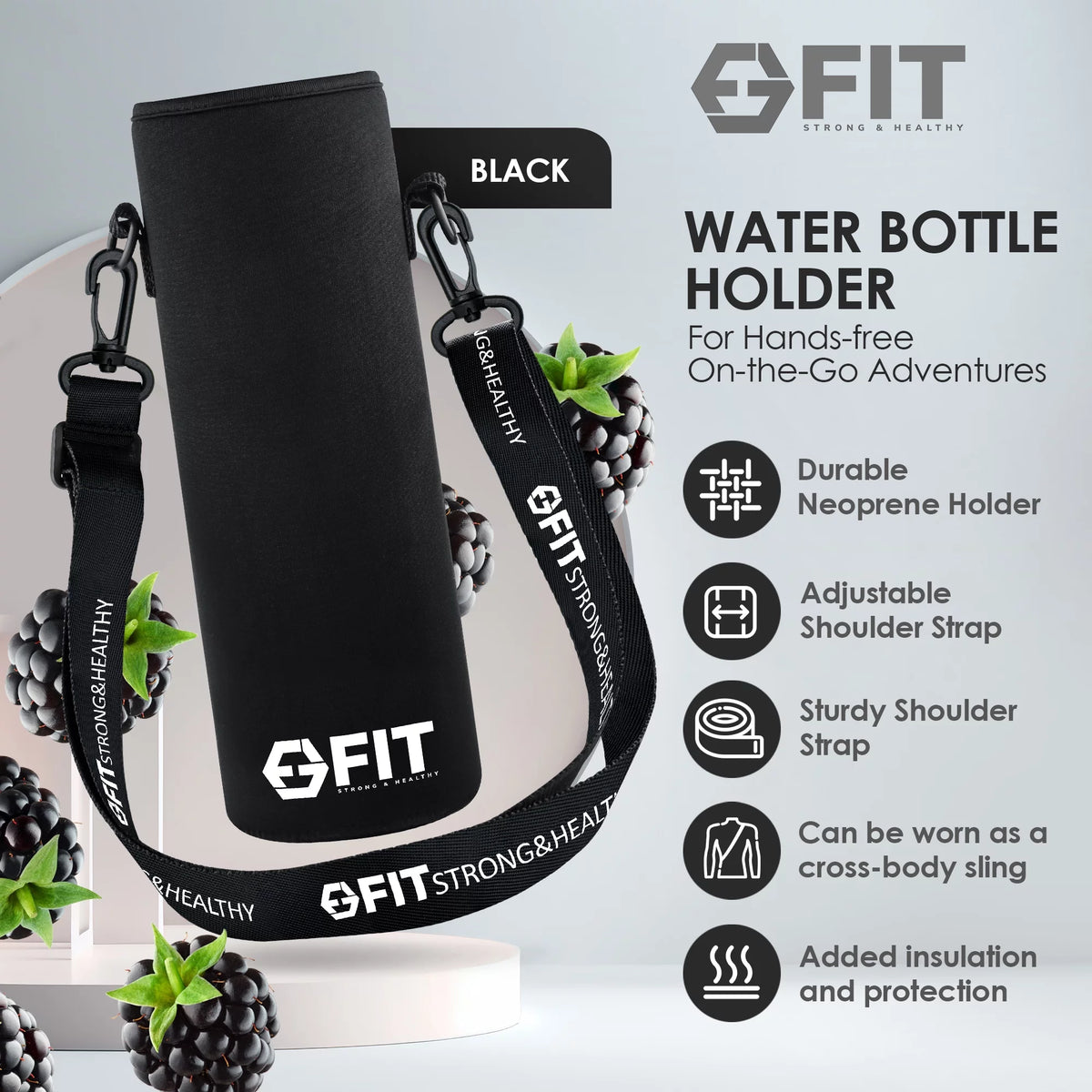 32 oz Glass Water Bottle with Time Marker and Carrier T854