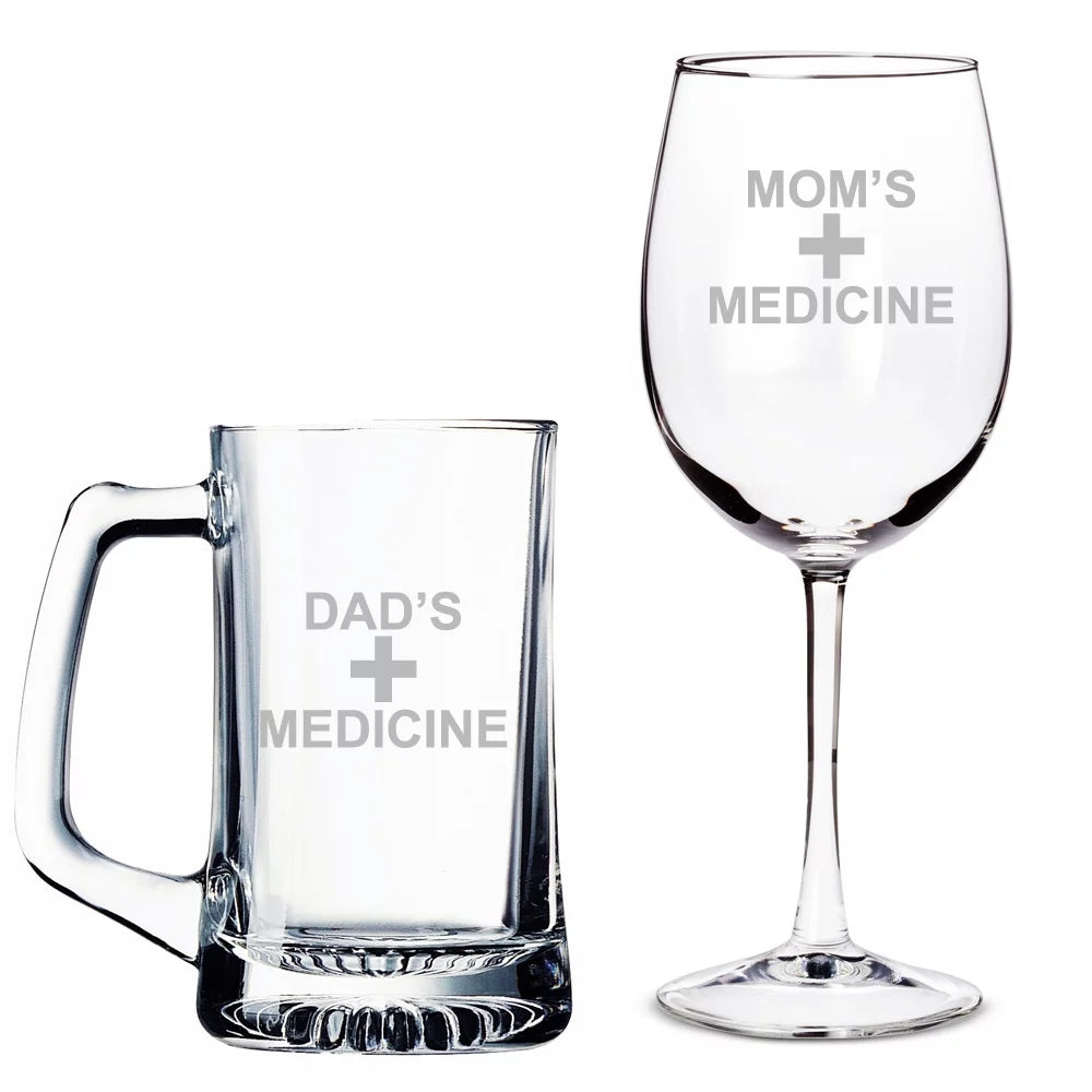 Medicine Mug and Wine Glass Set Q596