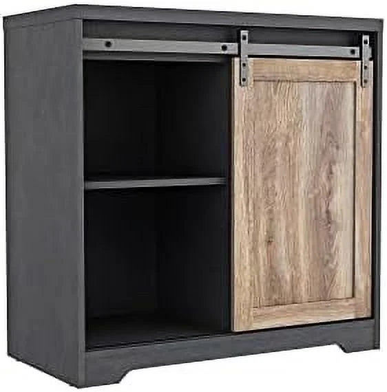 Farmhouse Kitchen Hutch Cabinet with Double Barn Door and Shelves D30545