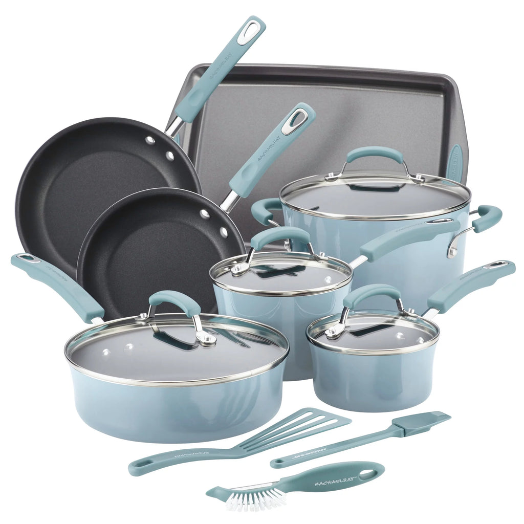 Sky Blue 14-Piece Nonstick Cookware Set S28666