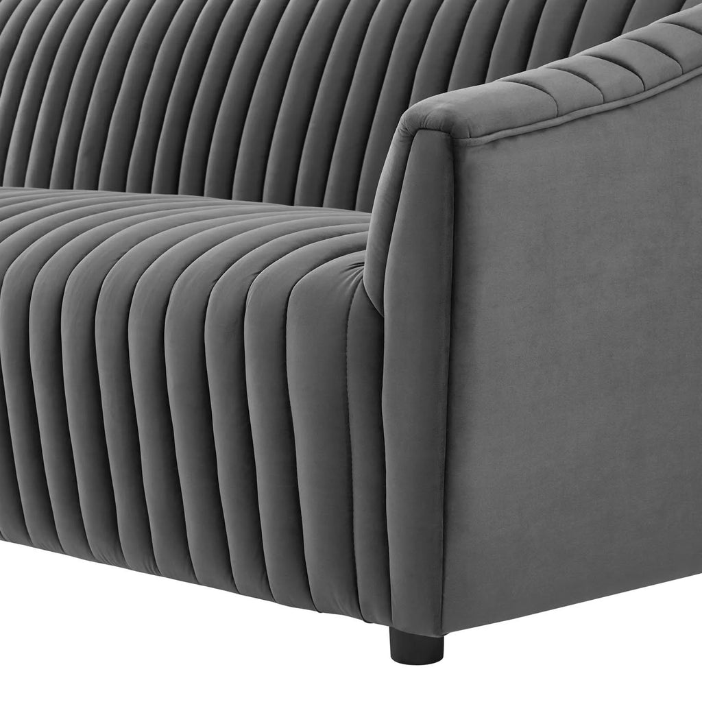 Charcoal Grey Velvet Tufted Sofa O505824