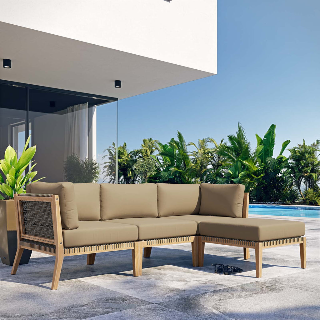 Teak Wood 4-Piece Sectional Sofa W533871