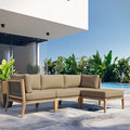 Teak Wood 4-Piece Sectional Sofa W533871
