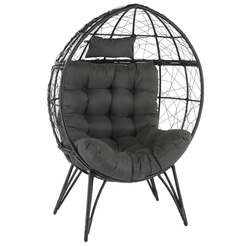 Oversized Wicker Egg Chair with Cushions L6684